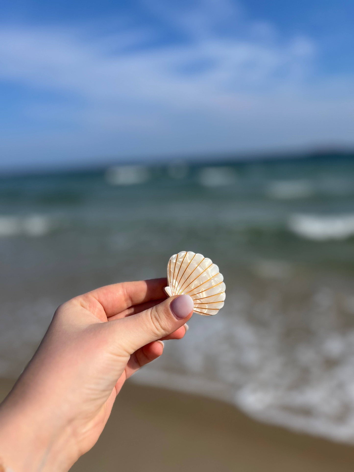 Pince à cheveux Coquillage rose scintillant