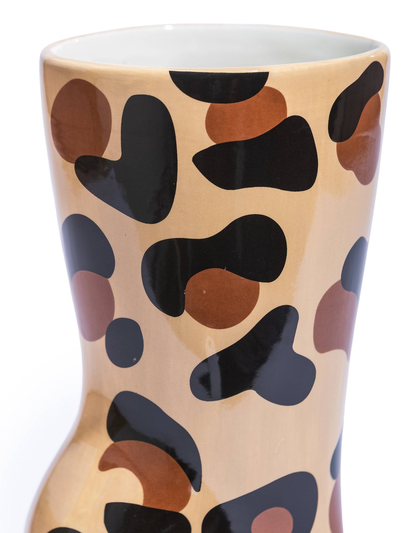 Vase en céramique en forme de bottine à talon, imprimé léopard