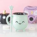 Mug Chaudron Kawaii Vert Menthe avec Baguette – 400 ml