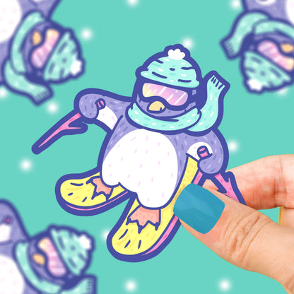 Skiënde pinguïn sticker