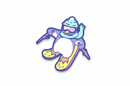 Skiënde pinguïn sticker