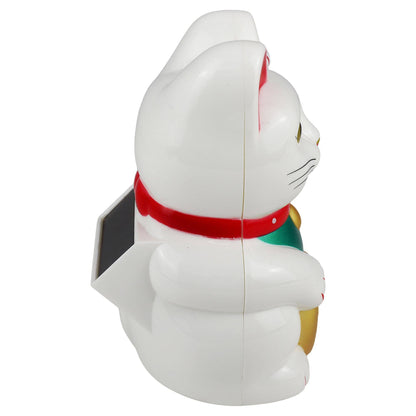 Chat chanceux solaire blanc 10,5 cm