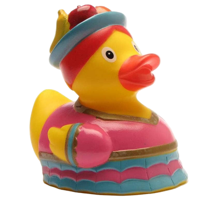 Pato con sombrero de fruta