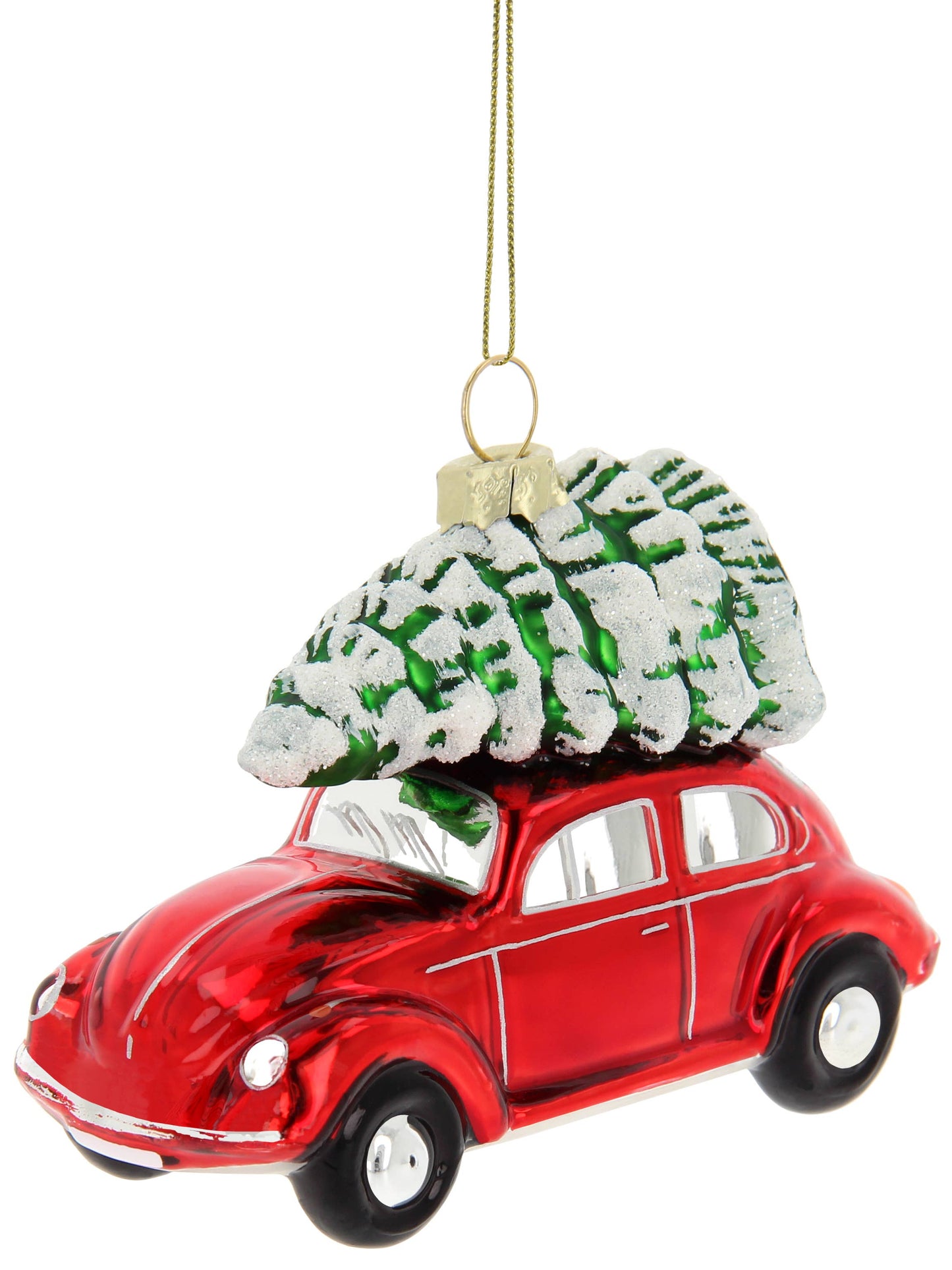 Red VW Beetle Christmas Decoration with Tree