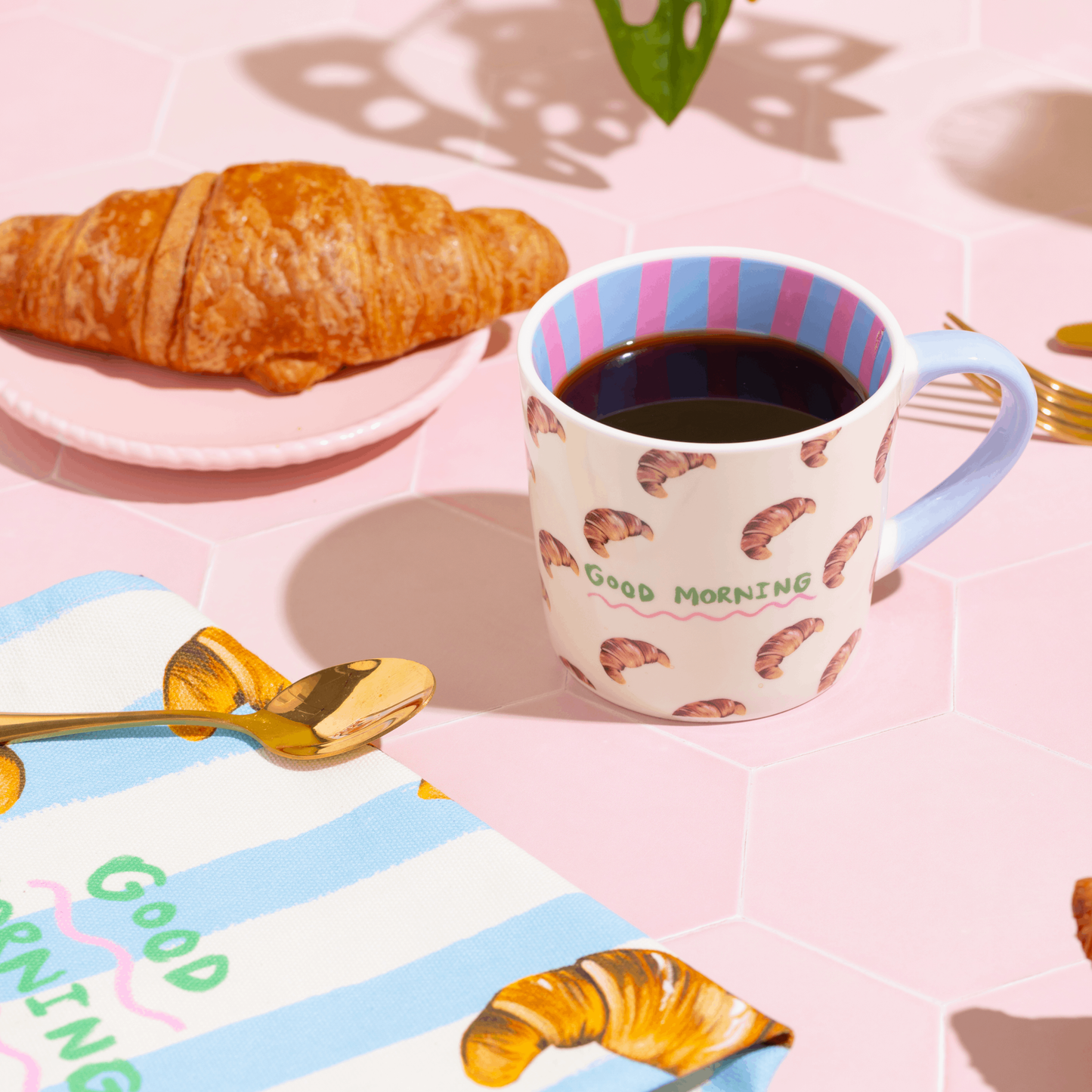 “Good Morning” Croissant Mug