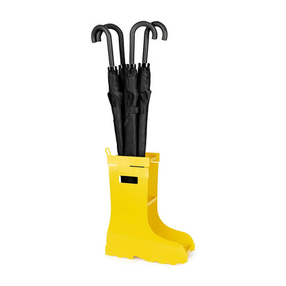 Umbrella stand, rain boots, yellow, metal