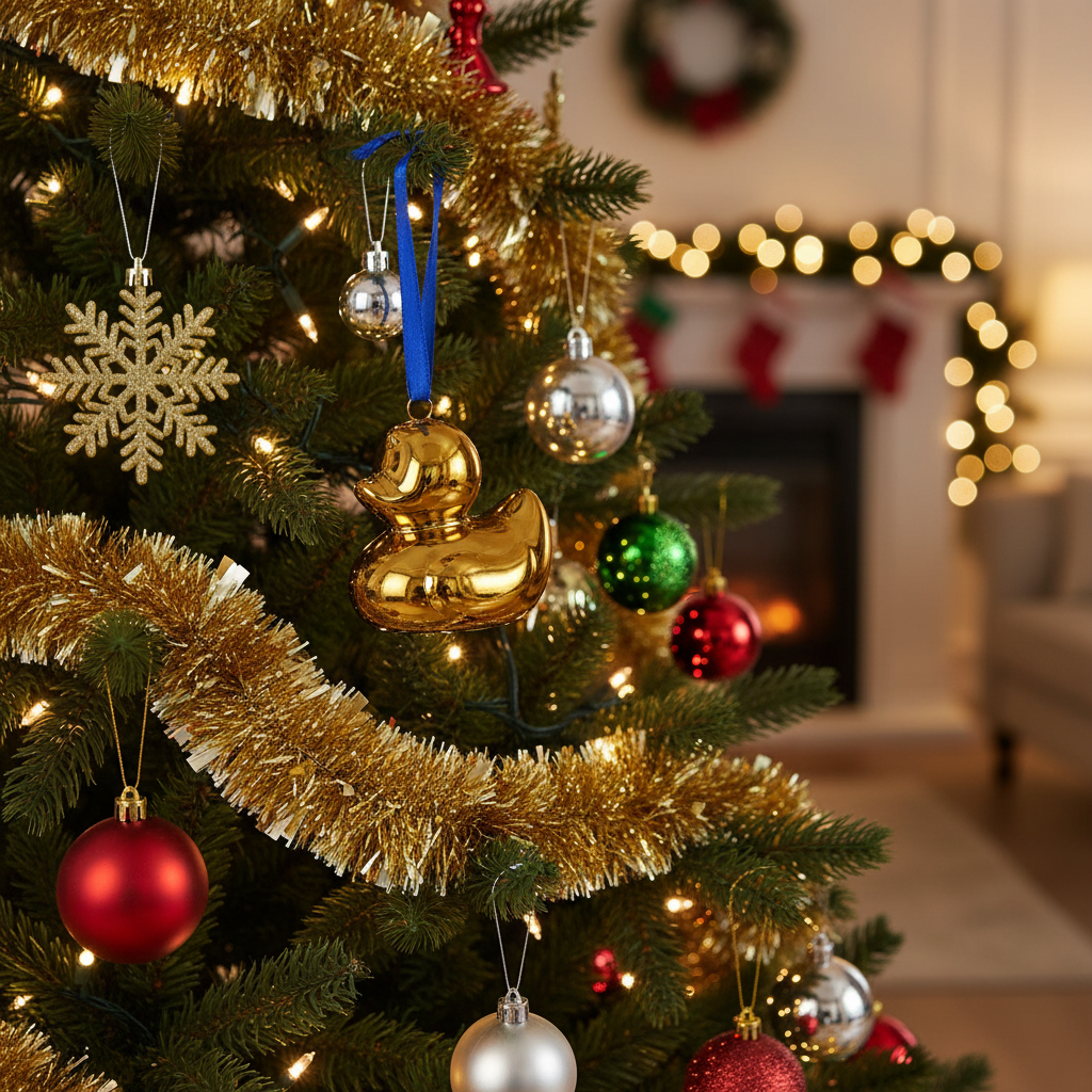 Décoration de Noël en Forme de Canard Doré