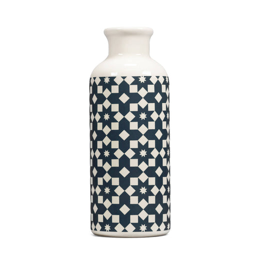 Keramikvase, Designer, dunkelblau, grau