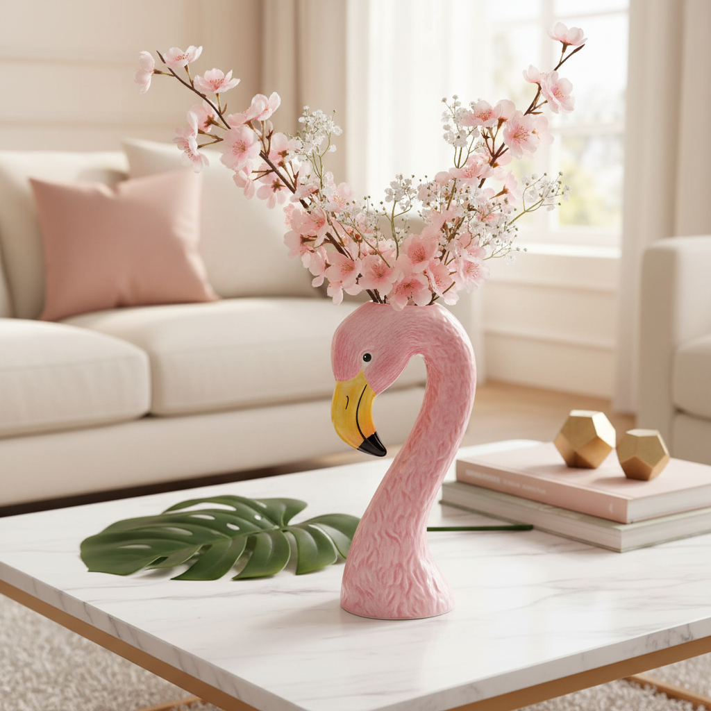 Kleine vaas met flamingohoofd