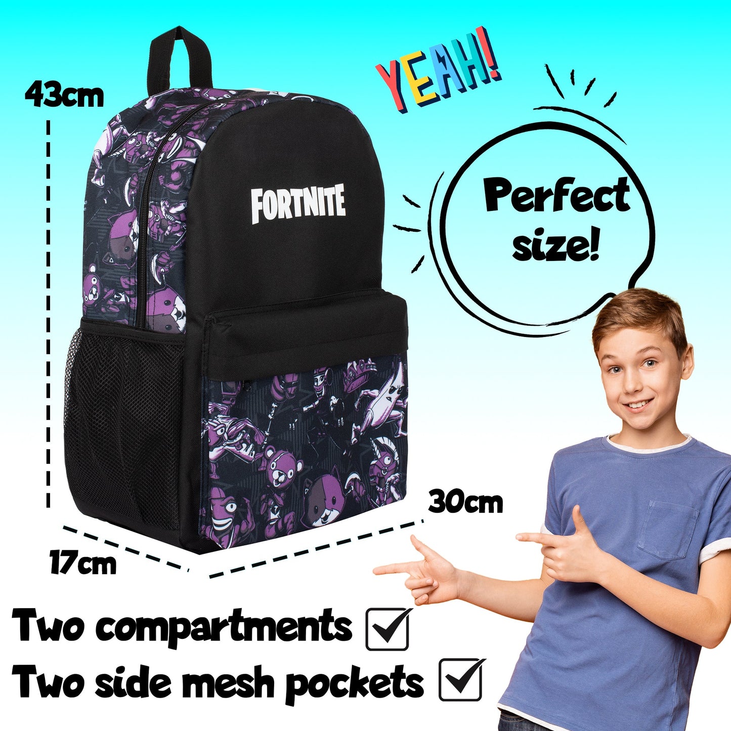 Fortnite violet Sac à dos scolaire garçon