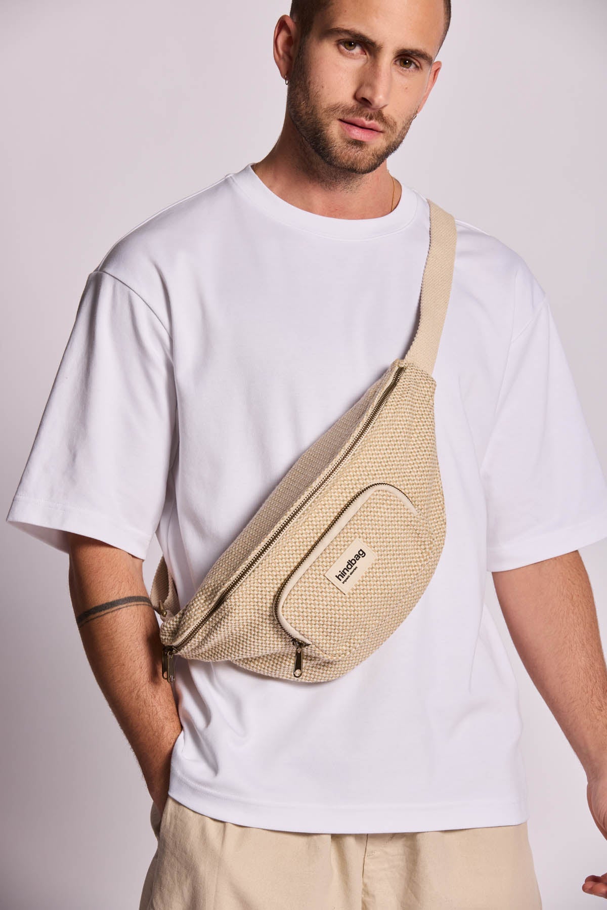 Sofia Nude Woven Belt Bag