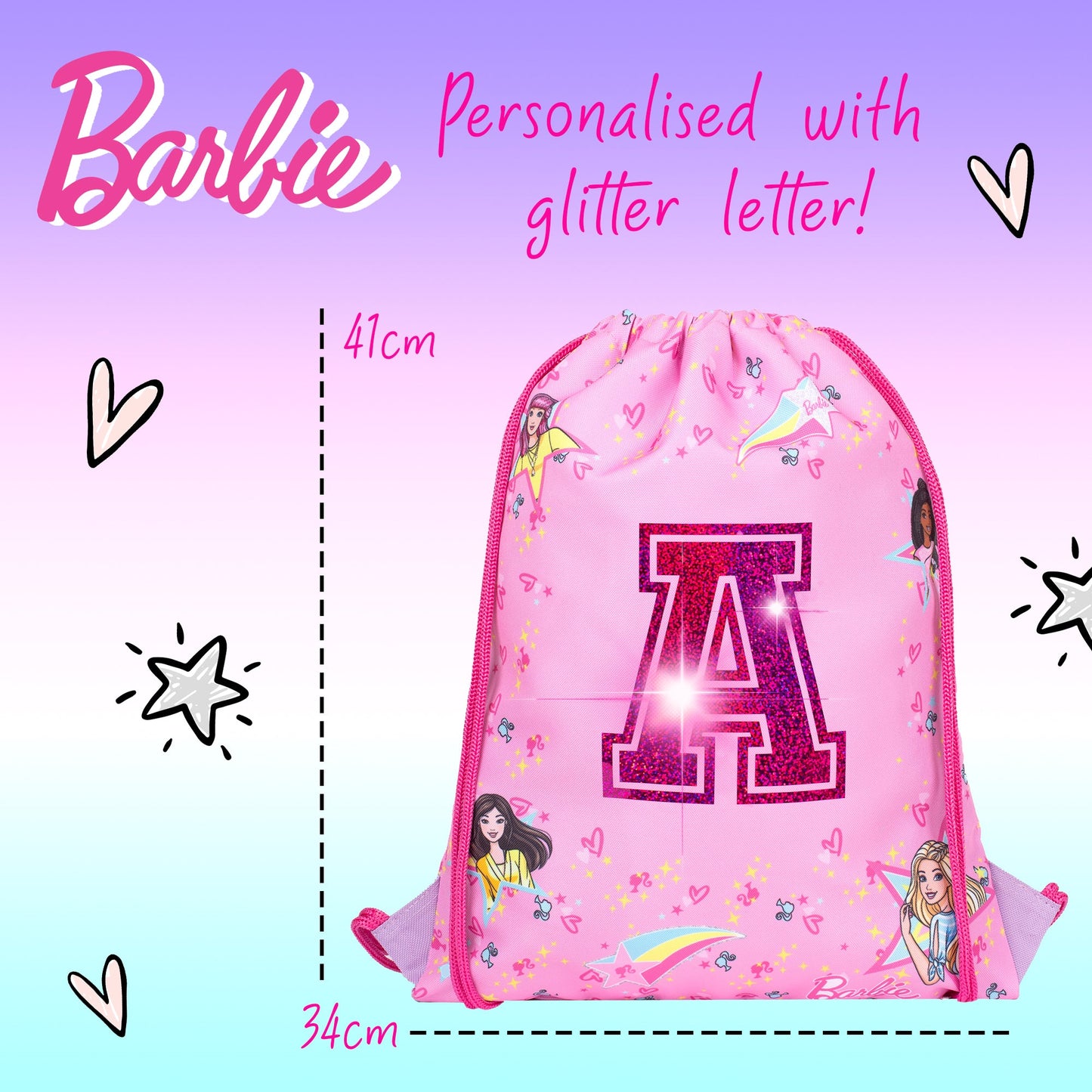 Sac à cordon avec bandoulière – Official Barbie | PE Bag | Fringoo