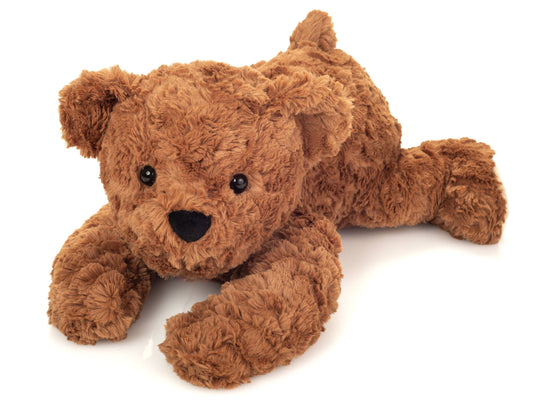 Urso de peluche castanho reclinado