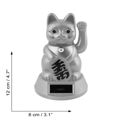Chat chanceux solaire blanc 12cm