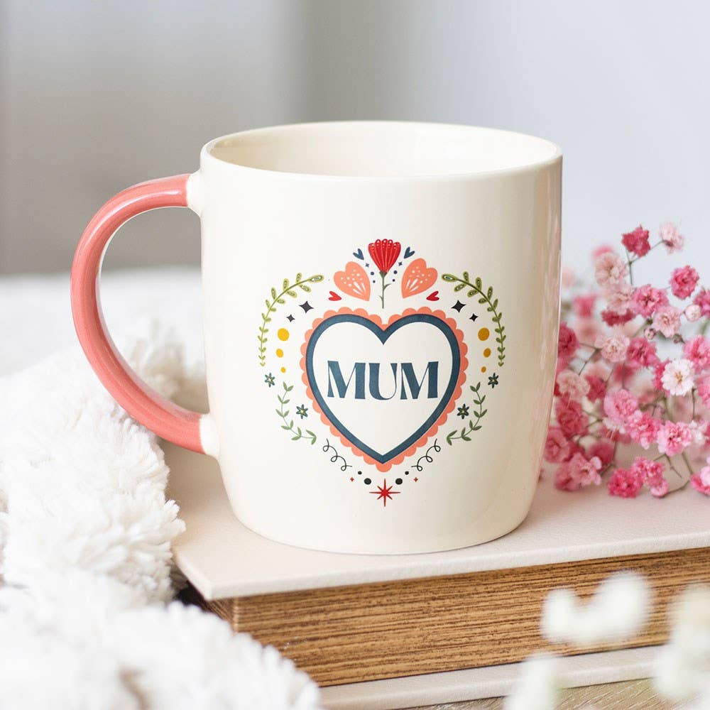 Mug Cœur Folk Maman – 350 ml