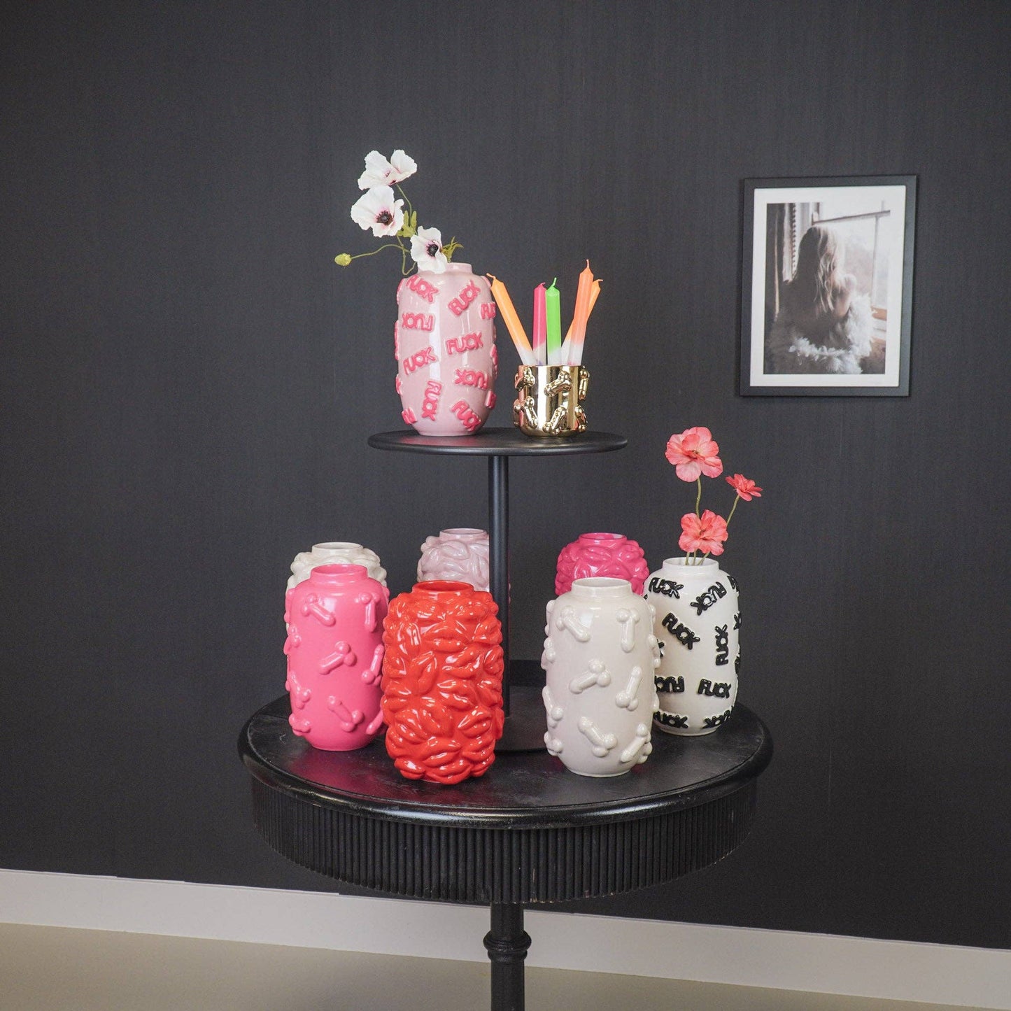 Vase - Bisous - Céramique - Rouge - 17x17x27cm