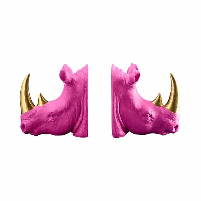 S/2 Serre-livres Rhinocéros, Magenta, 39,5 x 14,2 x 20,5 cm
