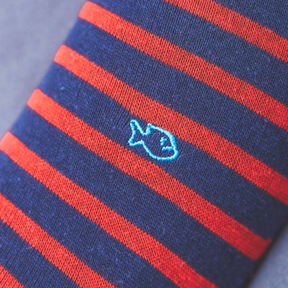 Chaussettes Rayures Bleu Marine/Rouge