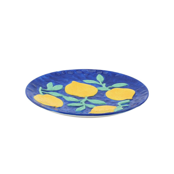 Assiette déco Citrons - Bleu/Jaune