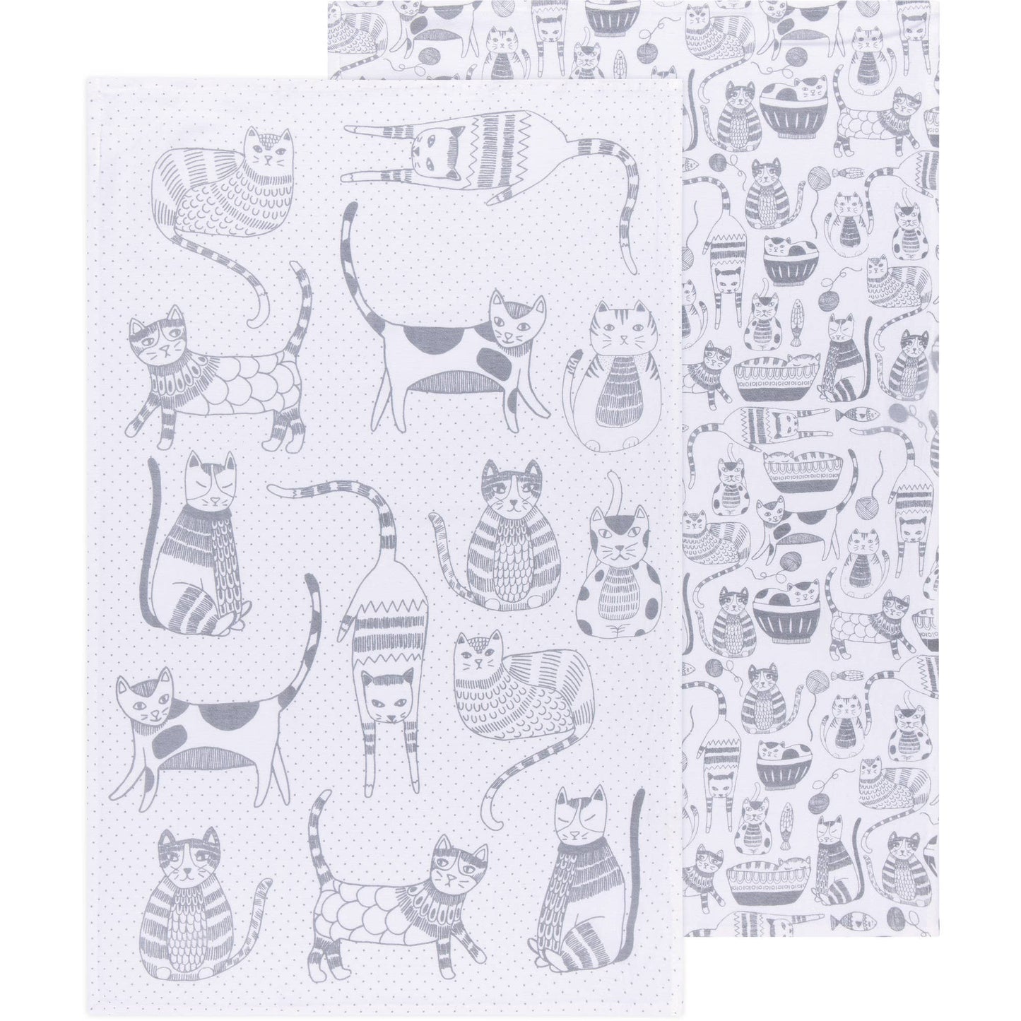 Lot de 2 torchons à vaisselle Cat Print London Gray