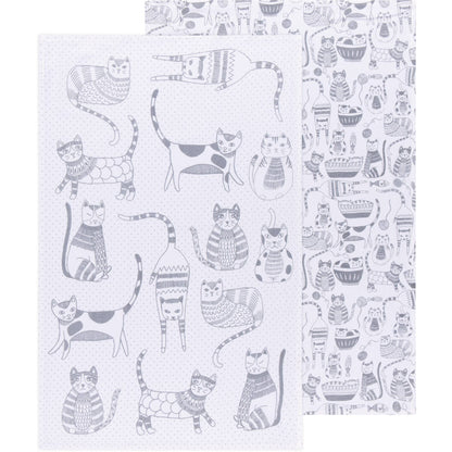 Lot de 2 torchons à vaisselle Cat Print London Gray
