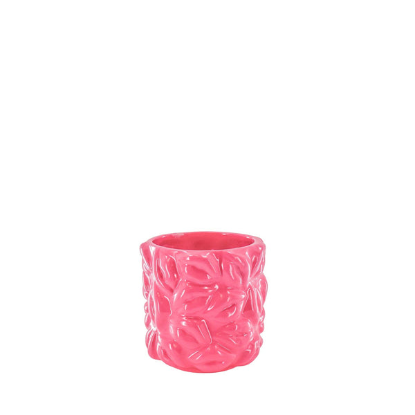 Maceta - Besos - Cerámica - Rosa neón - 11x11x11,5 cm