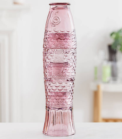 Vasos apilables con forma de pez - Juego de 4, color rosa