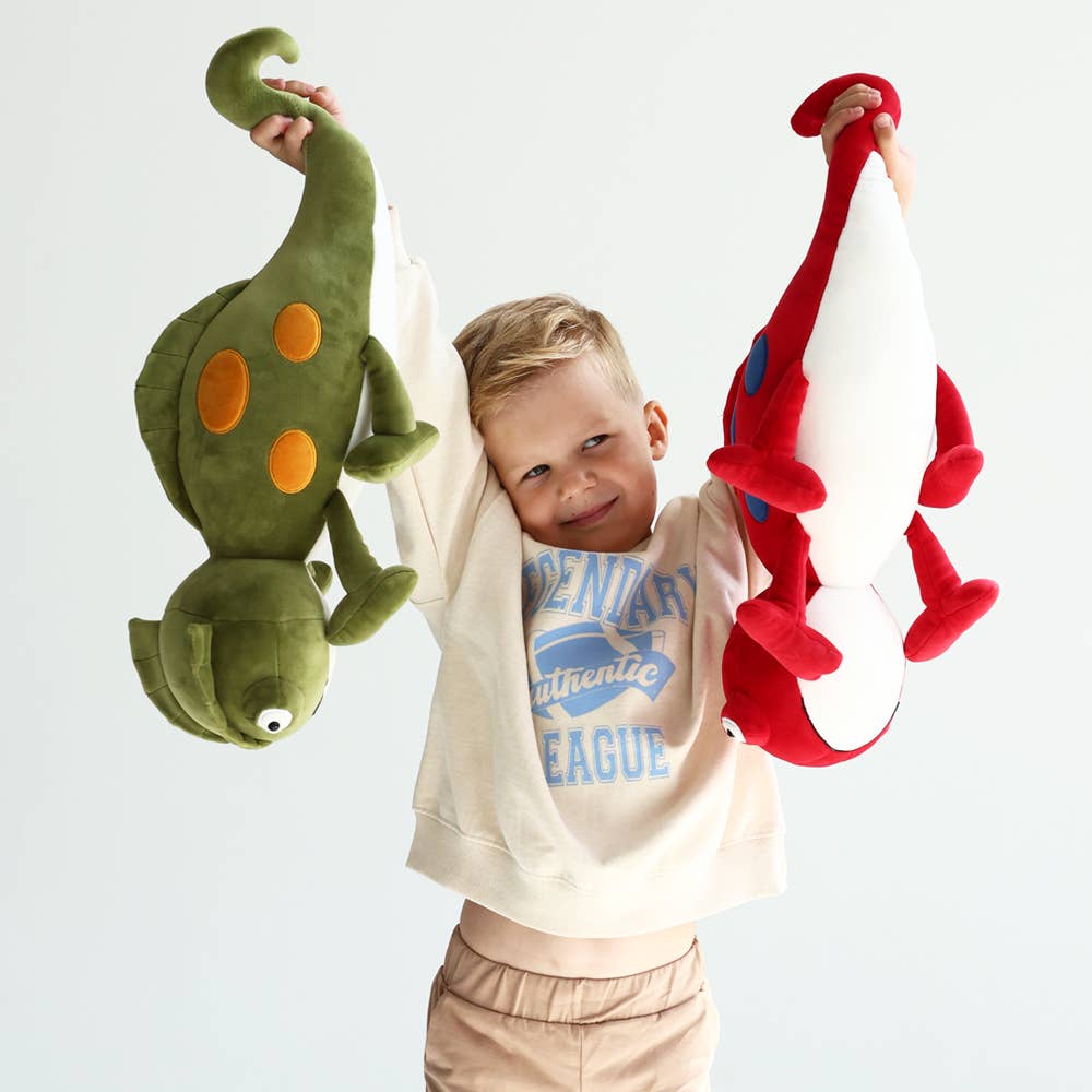 Peluche Caméléon rouge 30 cm