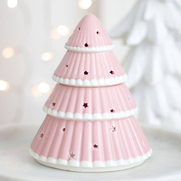 Bruciatore di oli essenziali per albero di Natale rosa