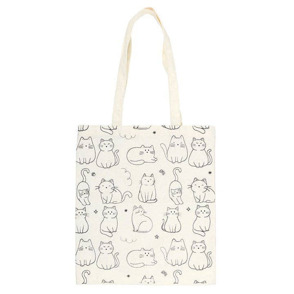 Saco de pano com estampa de gatos brancos