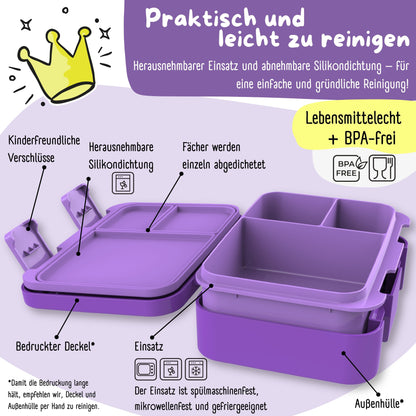 Lunch box with compartments, lightweight & leak-proof - Unicorn GLOW
