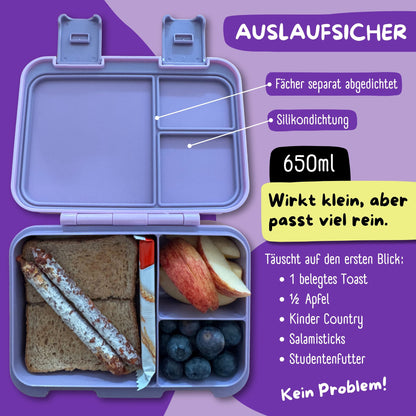 Brotdose mit Fächern, leicht & auslaufsicher - lila