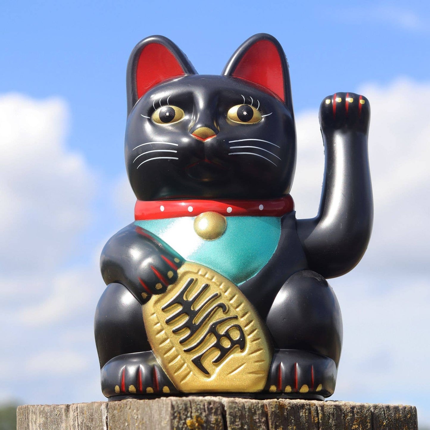 Chat chanceux noir 15cm