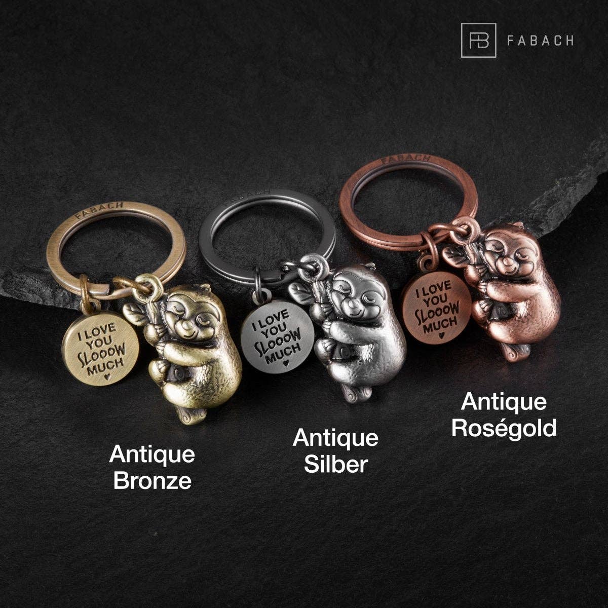 Porte-clés paresseux « I love you slooow much » « Dreamy » avec gravure - Joli porte-bonheur