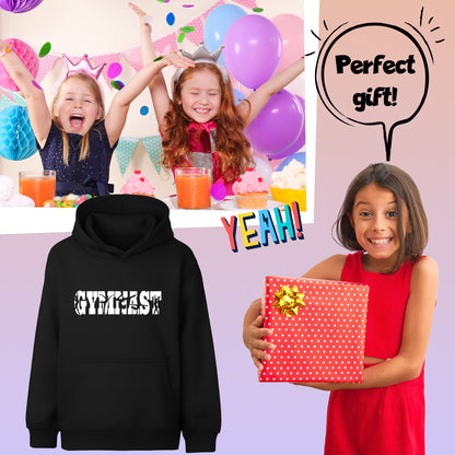 Fringoo Gymnastic Hoodie for Kids Cotton Rich Soft Hooded Sweatshirt - Gymnast Black