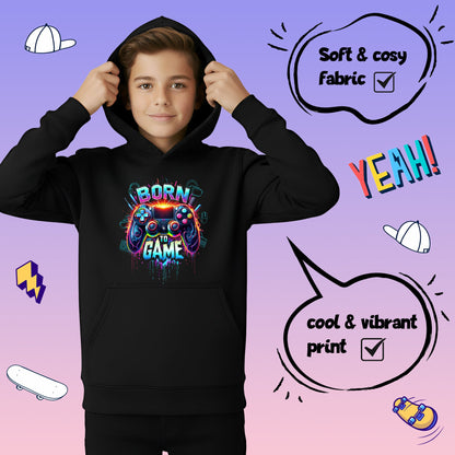 Fringoo gamer Sweat à capuche garçon Cotton Rich Soft Hooded Sweatshirt- Born to Game noir