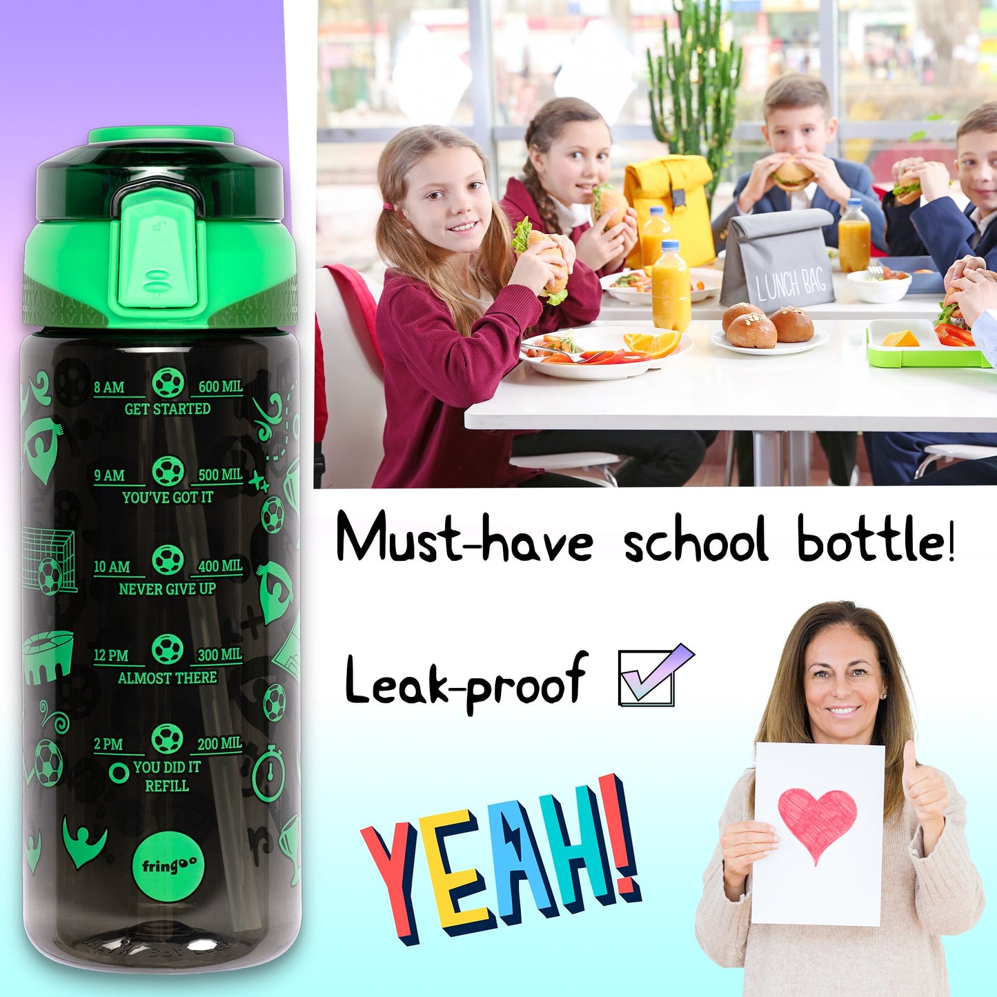 Gourde – Straw Bottle – Neon football