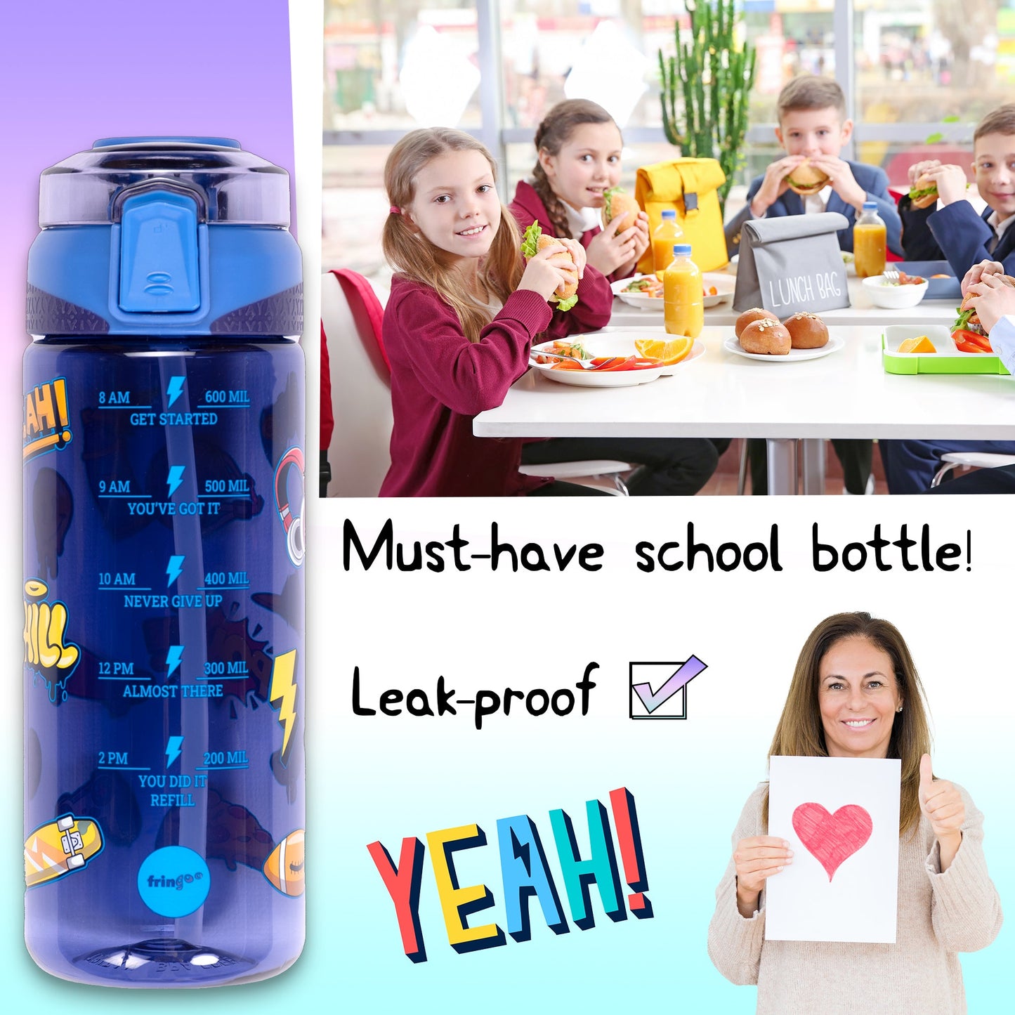 Gourde – Straw Bottle – Navy Doodle