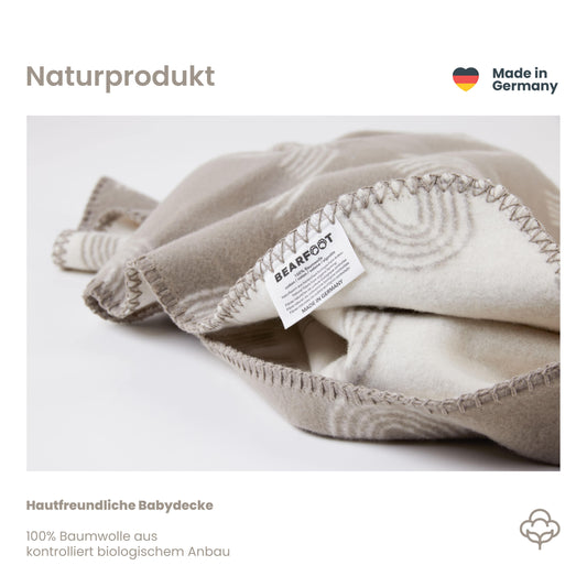 Organic Cotton Baby Blanket, Made in Germany, Rainbow - brown