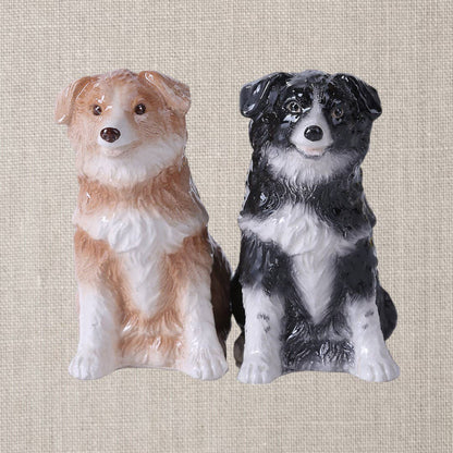 Juego de salero y pimentero de cerámica con diseño de Border Collies