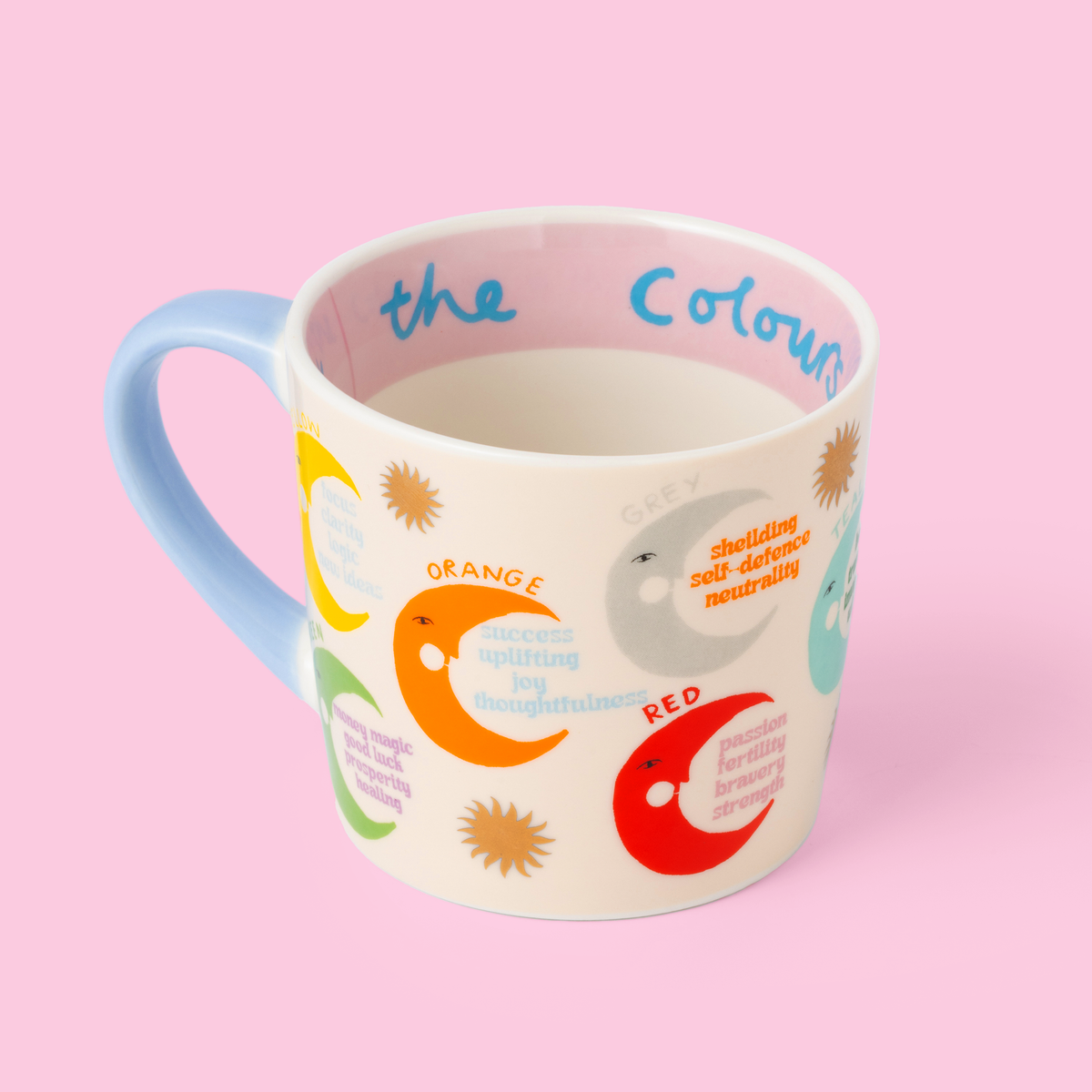 Taza con afirmaciones de colores mágicos