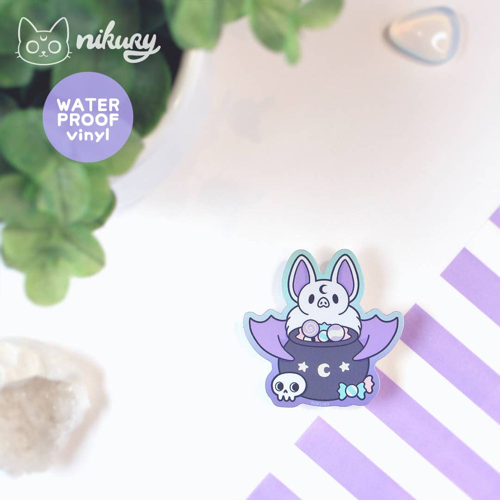 Witch Bat Holographic Sticker