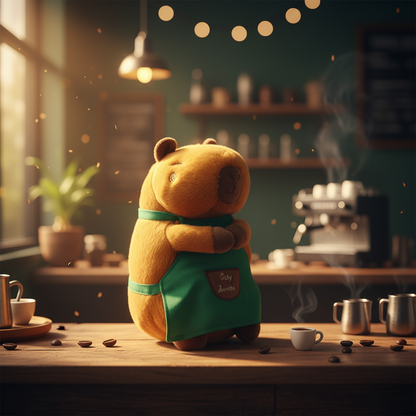 Capybara Barista Plush Toy