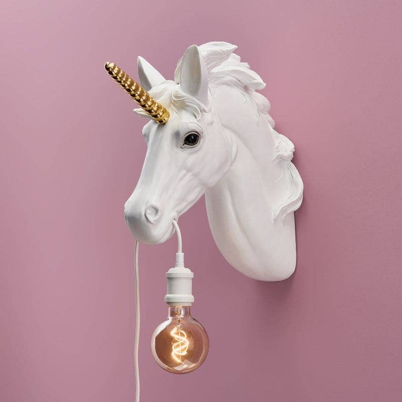 Aplique de parede Hugh Unicorn em ouro branco