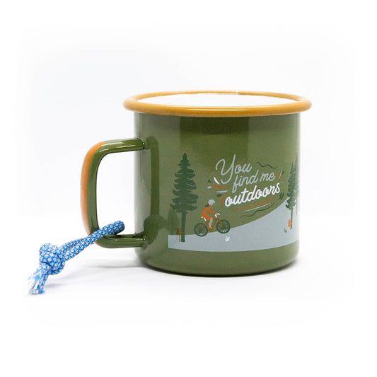 Mug en émail “You Find Me Outdoors”