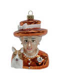 Adorno navideño naranja Queen Elizabeth y Corgi
