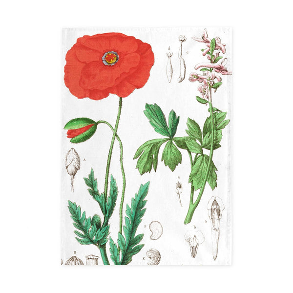 Torchon Hortus Botanicus avec motif coquelicot