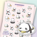 Planches d'autocollants Panda Sushis