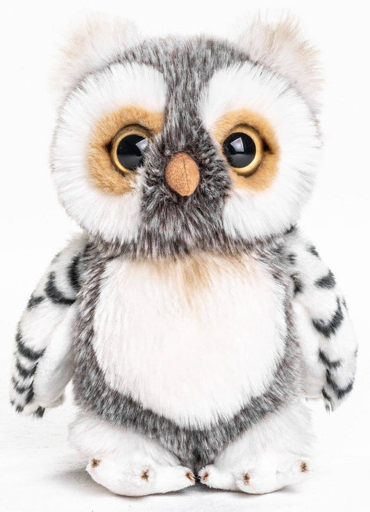 Búho (gris-blanco) - 18 cm (altura) - peluche