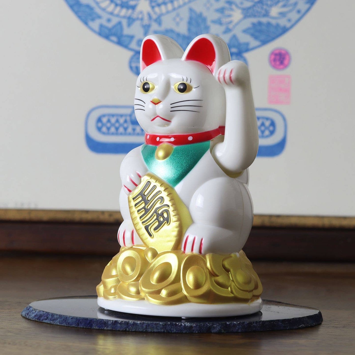 Chat chanceux blanc 11cm